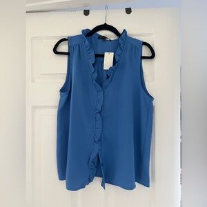 Gibson Cobalt Blue Ruffle Top